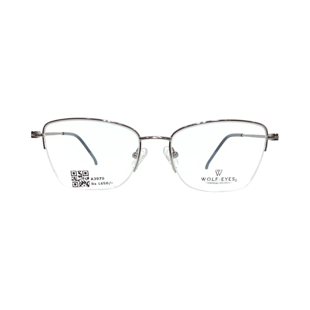 Wolfeyes 260018 Metal Silver Cat Eyes Half Frame 52