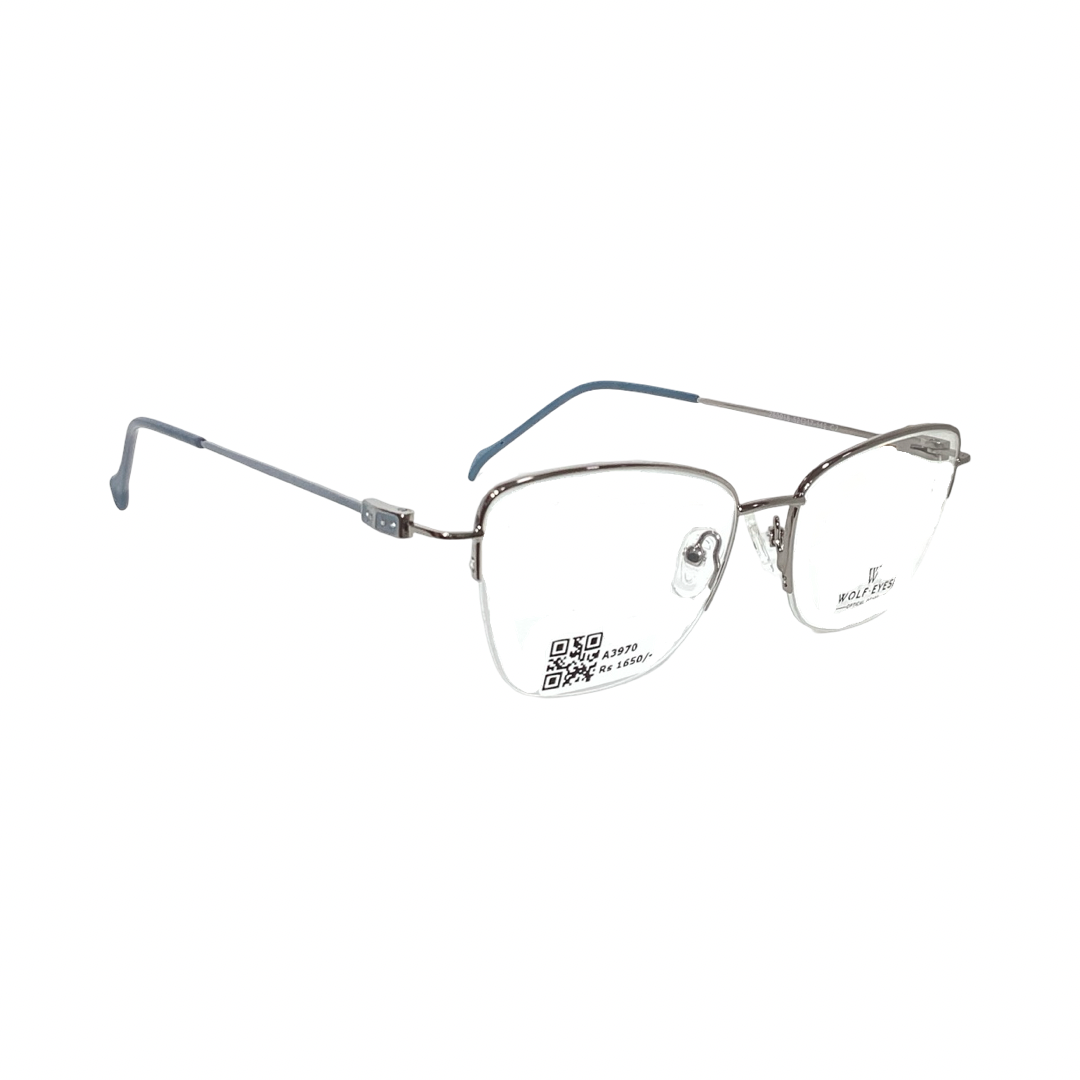 Wolfeyes 260018 Metal Silver Cat Eyes Half Frame 52