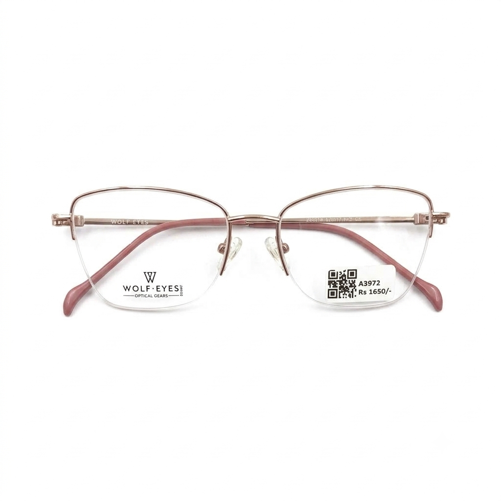 Wolfeyes 260018 Metal Pink Cat Eyes Half Frame 52