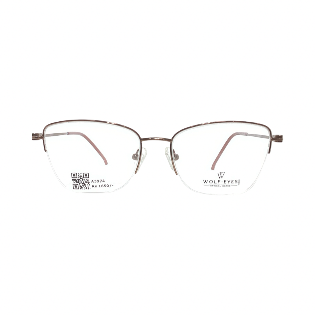 Wolfeyes 260018 Metal Brown Cat Eyes Half Frame 52