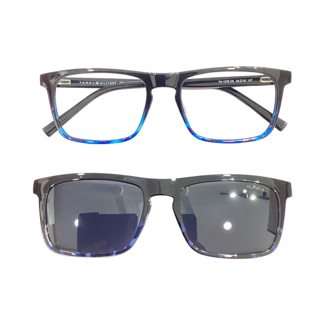 Tommy Hilfiger Th1079 Acetate Gray Blue Rectangle Full Frame 54