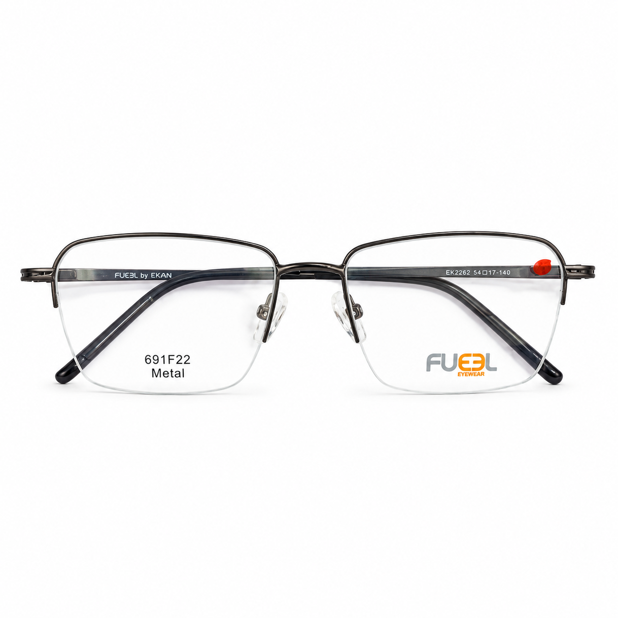 Fueel 689F22 Metal Black Square Half Frame 55
