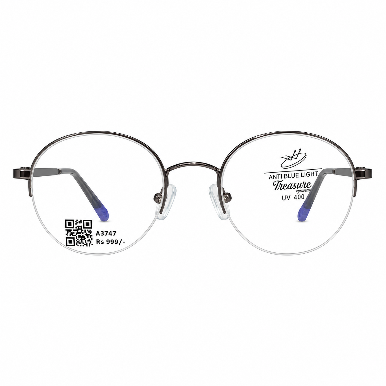 Treaser 63022 Metal Black Round Half Frame 47