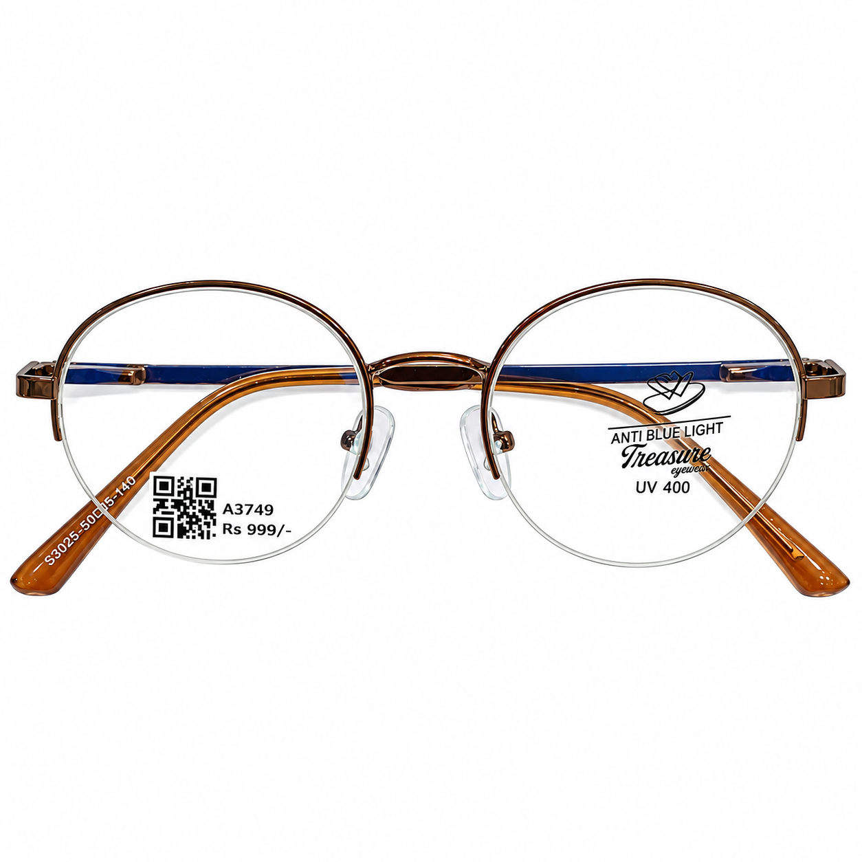 Treaser 61001 Metal Brown Round Half Frame 18