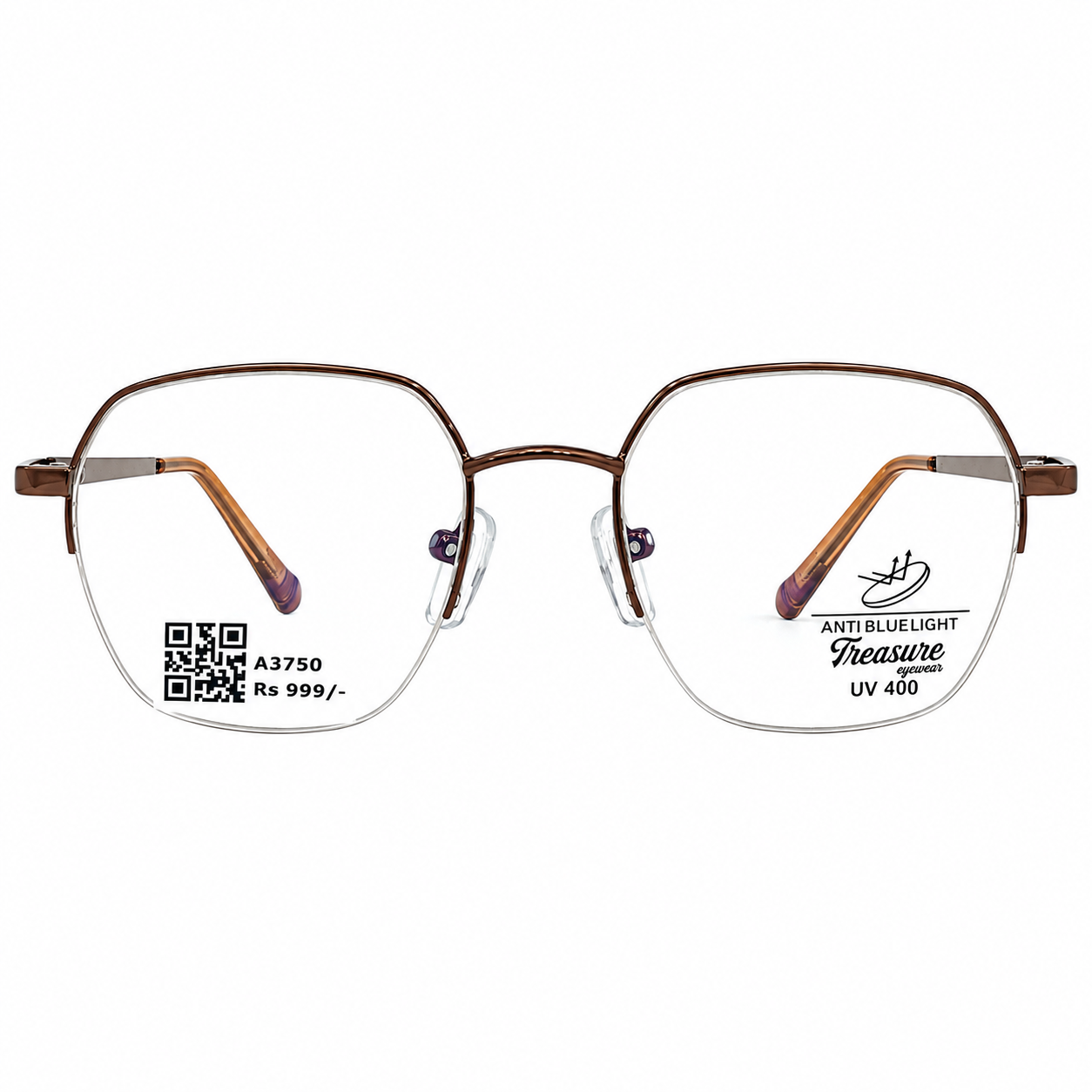 Treaser 63020 Metal Brown Hexagon Half Frame 49