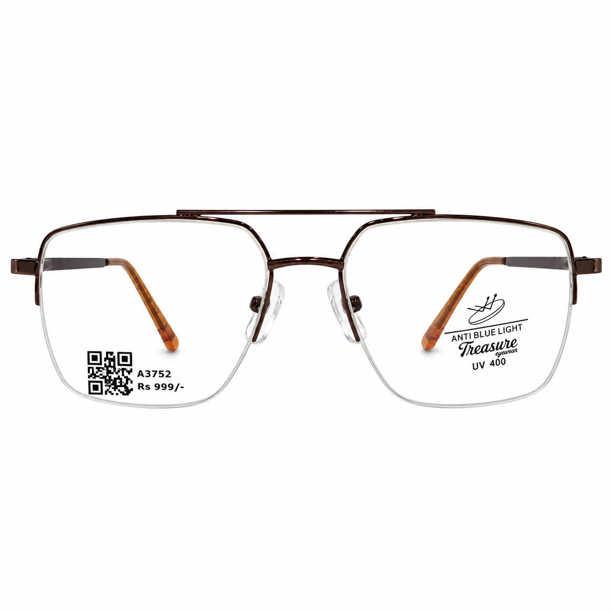 Treaser 63029 Metal Brown Retro Half Frame 53