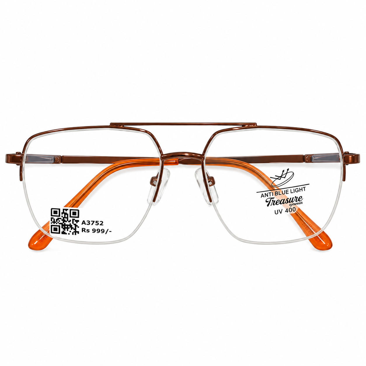 Treaser 63029 Metal Brown Retro Half Frame 53
