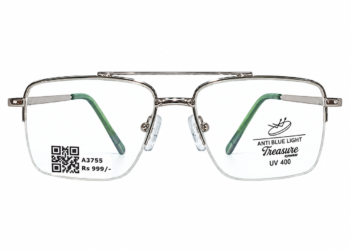 Treaser 63027 Metal Silver Gray Retro Half Frame 52