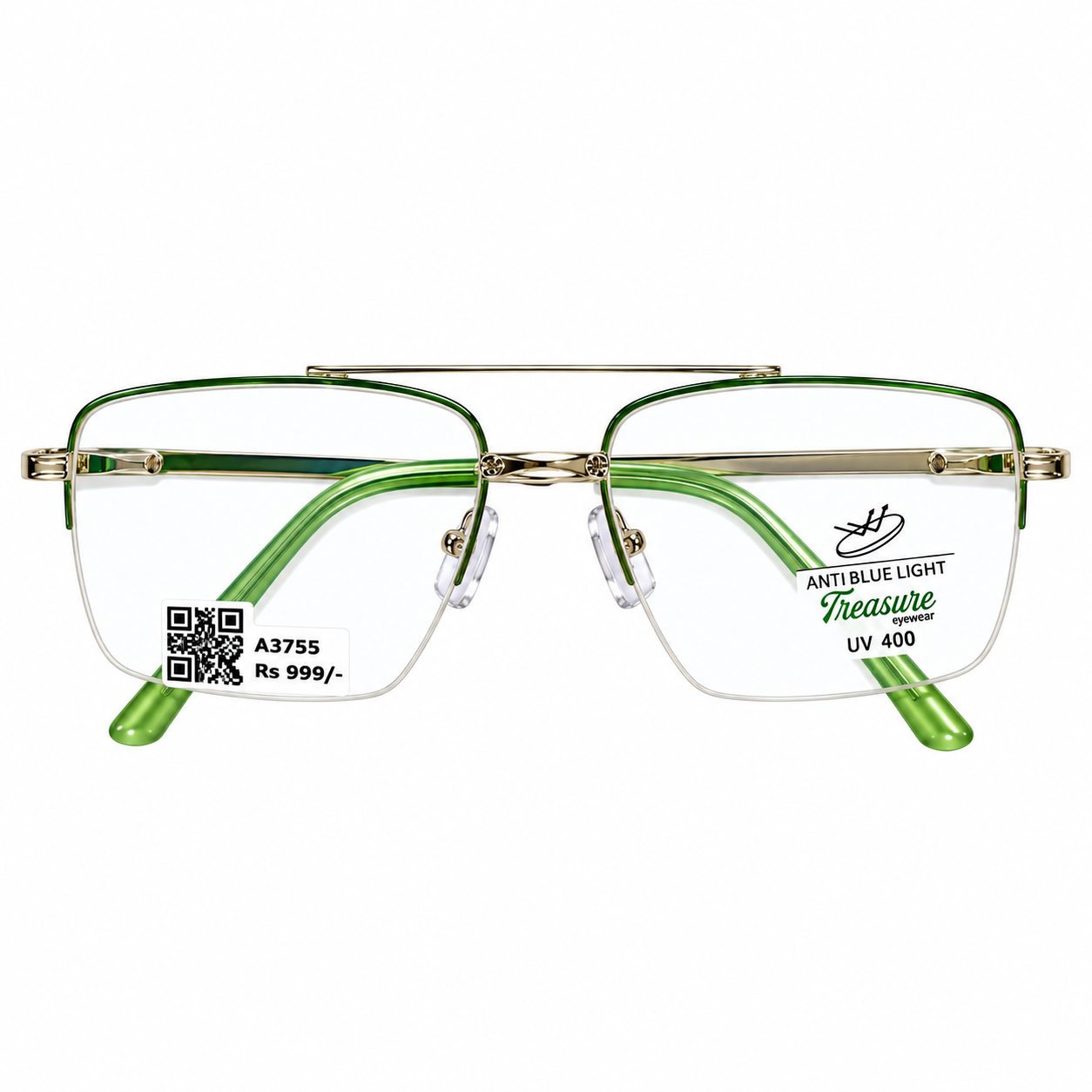 Treaser 63027 Metal Silver Gray Retro Half Frame 52