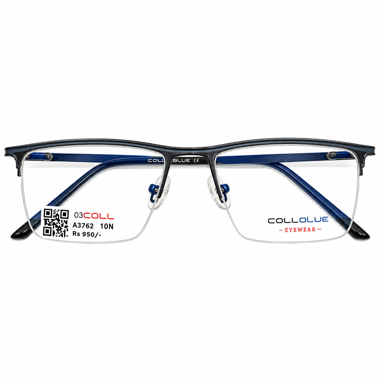 Collcbue Zd980403 Metal Black Rectangle Half Frame 54
