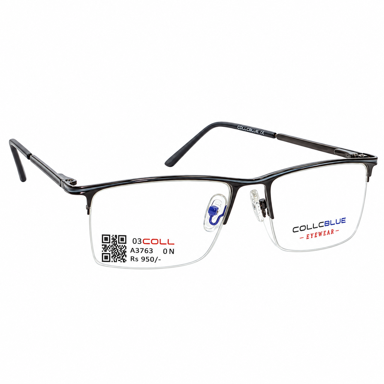 Collcbue Zd980403 Metal Metalic Gray Rectangle Half Frame 54