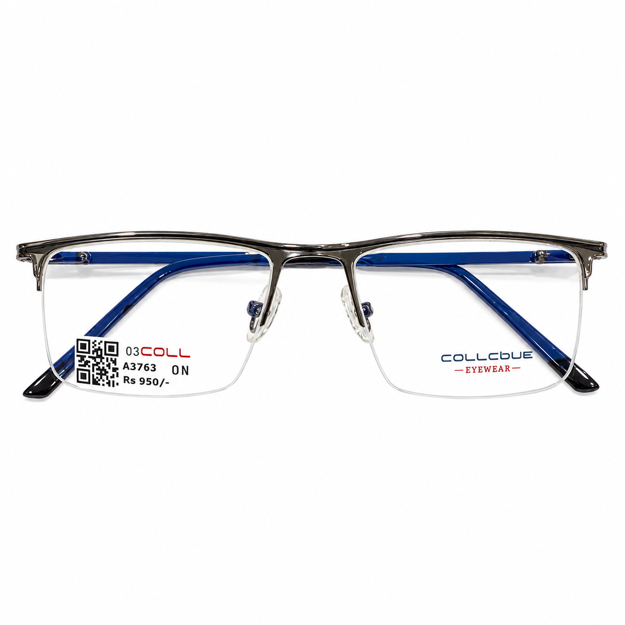 Collcbue Zd980403 Metal Metalic Gray Rectangle Half Frame 54