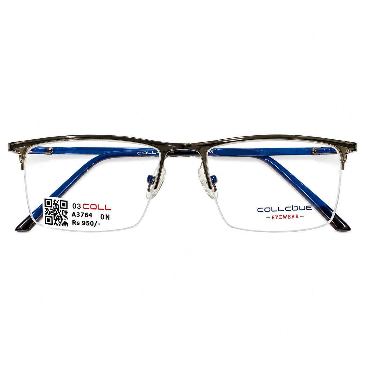 Collcbue Zd980403 Metal Metalic Gray Rectangle Half Frame 54