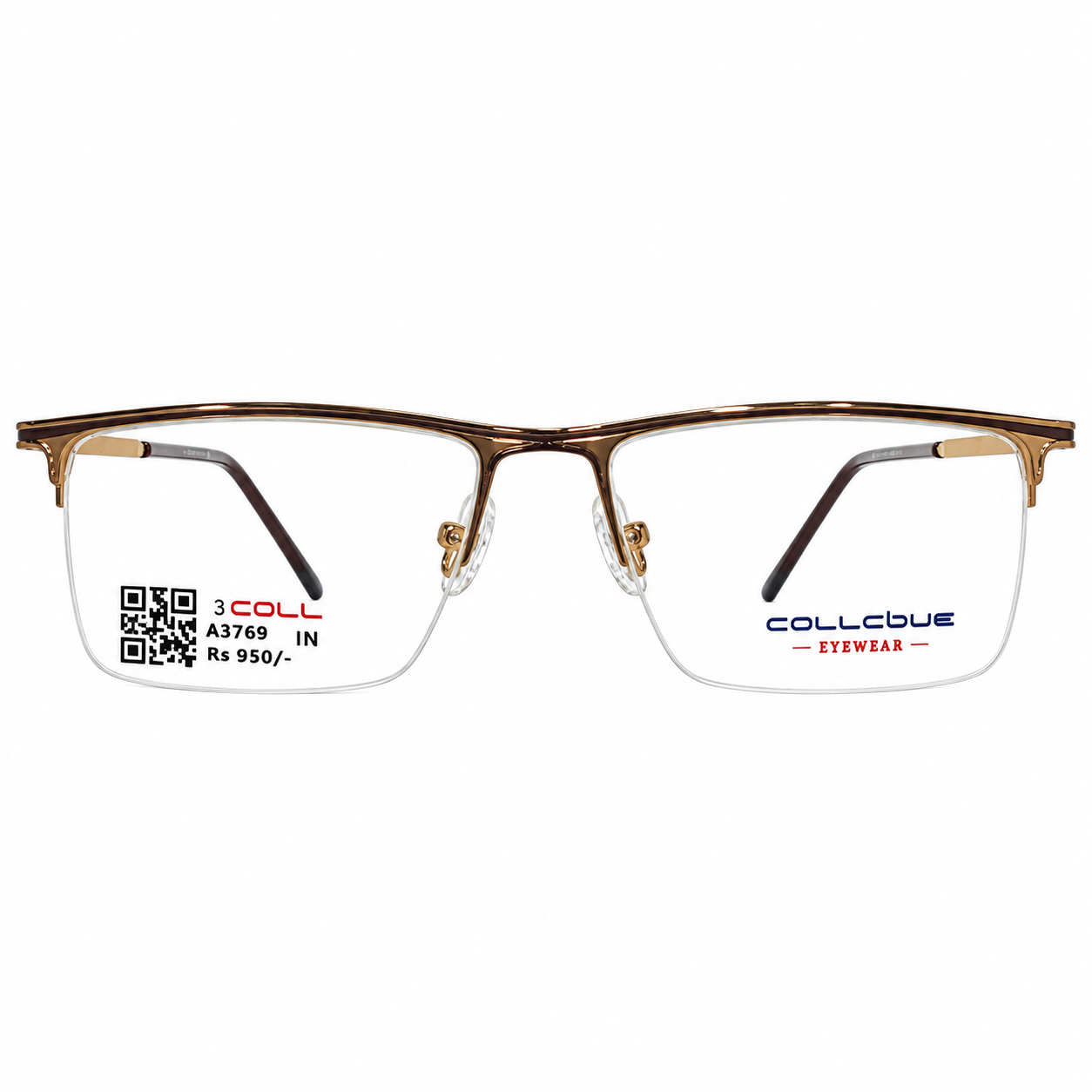 Collcbue Zd980403 Metal Gold Rectangle Half Frame 54