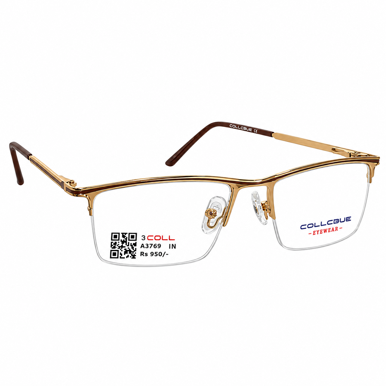 Collcbue Zd980403 Metal Gold Rectangle Half Frame 54