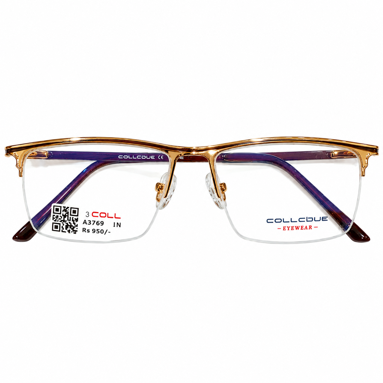Collcbue Zd980403 Metal Gold Rectangle Half Frame 54