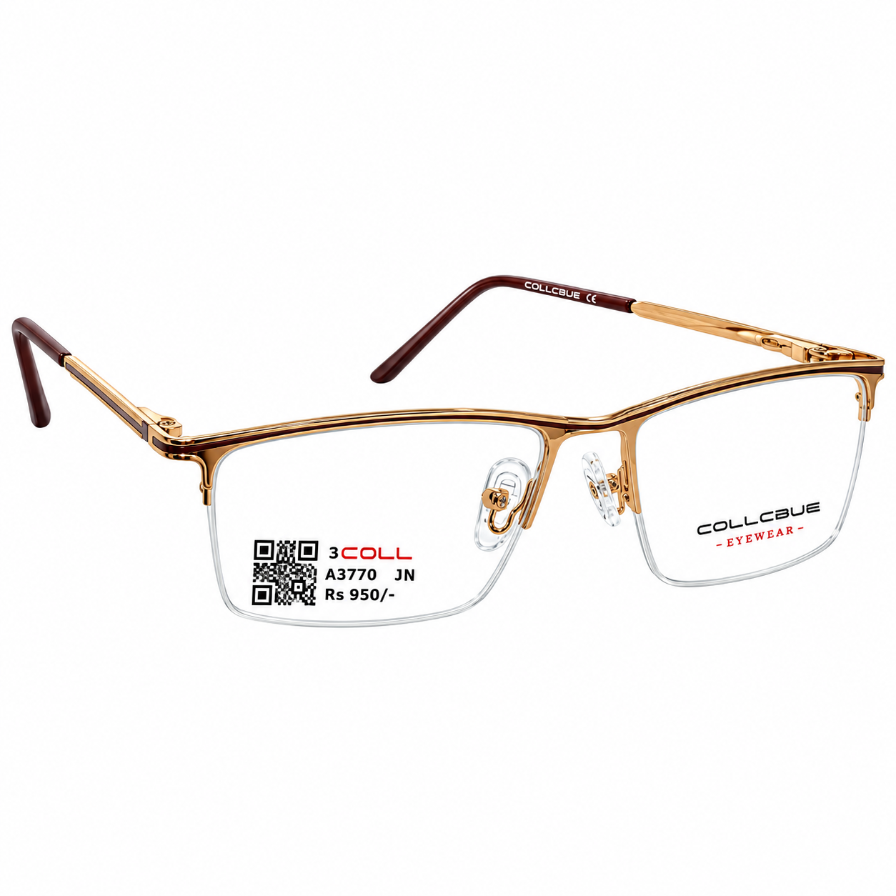 Collcbue Zd980403 Metal Gold Rectangle Half Frame 54