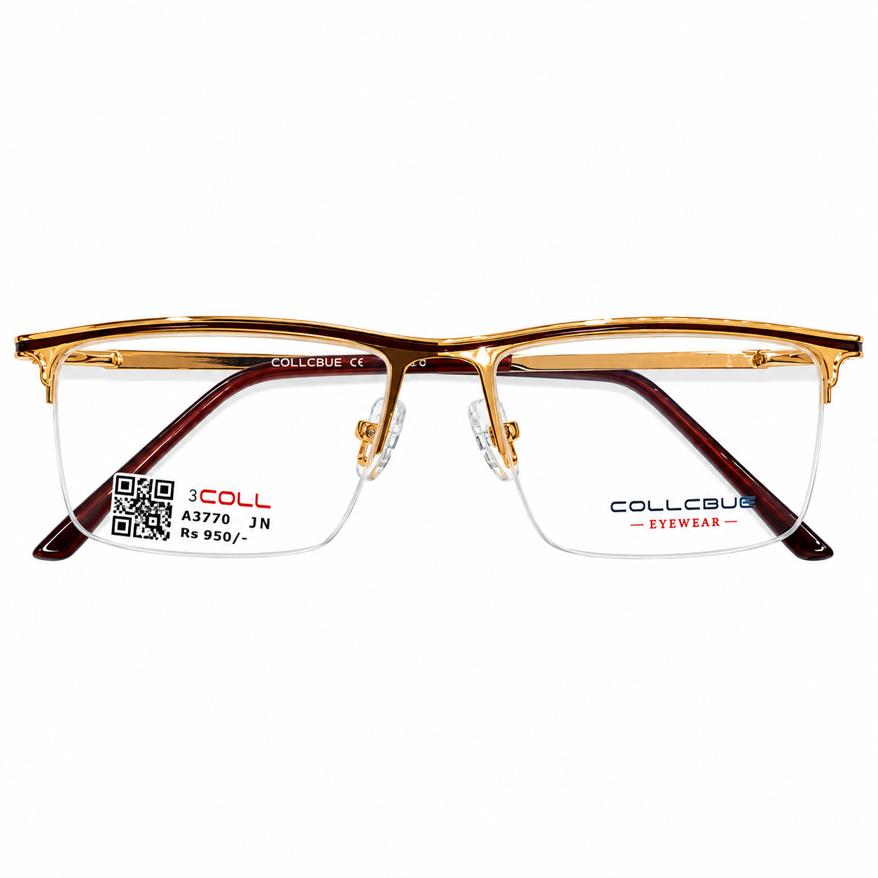 Collcbue Zd980403 Metal Gold Rectangle Half Frame 54