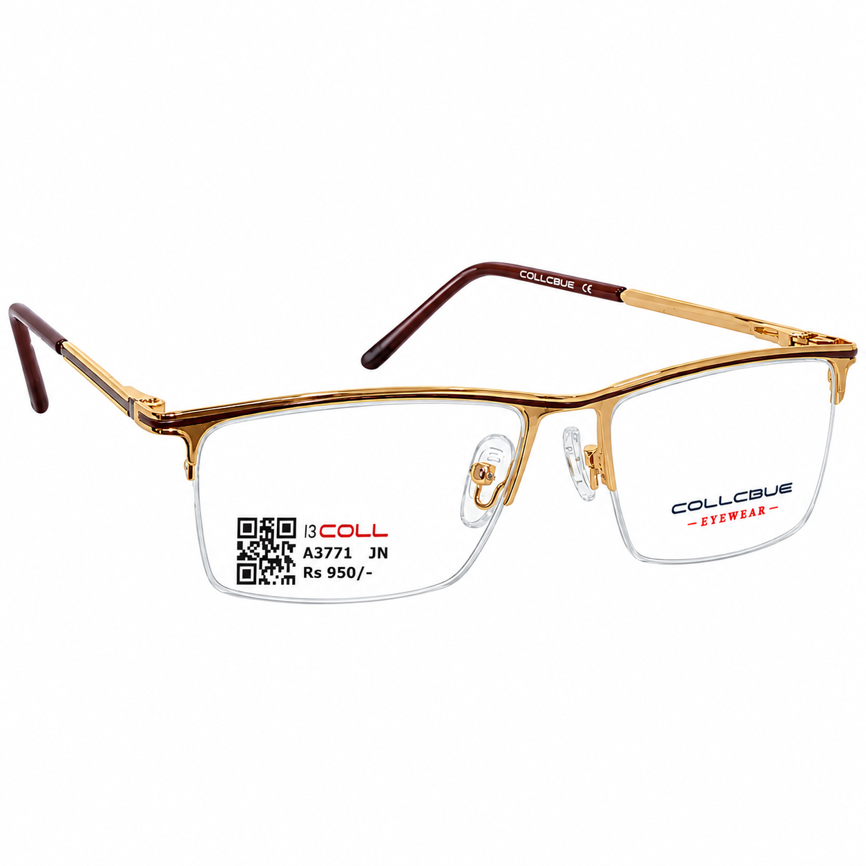 Collcbue Zd980403 Metal Gold Rectangle Half Frame 54