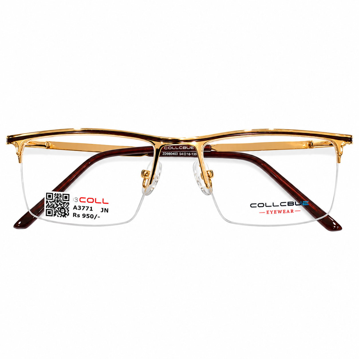 Collcbue Zd980403 Metal Gold Rectangle Half Frame 54