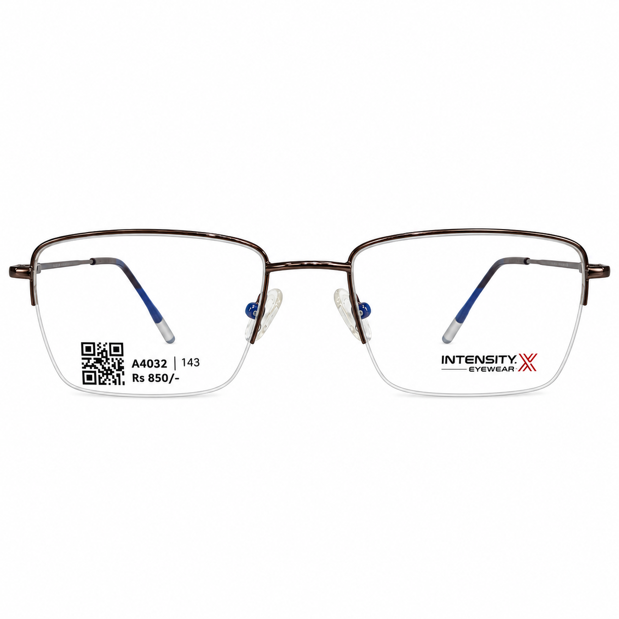 Intensity 123 Metal Brown Rectangle Half Frame 52
