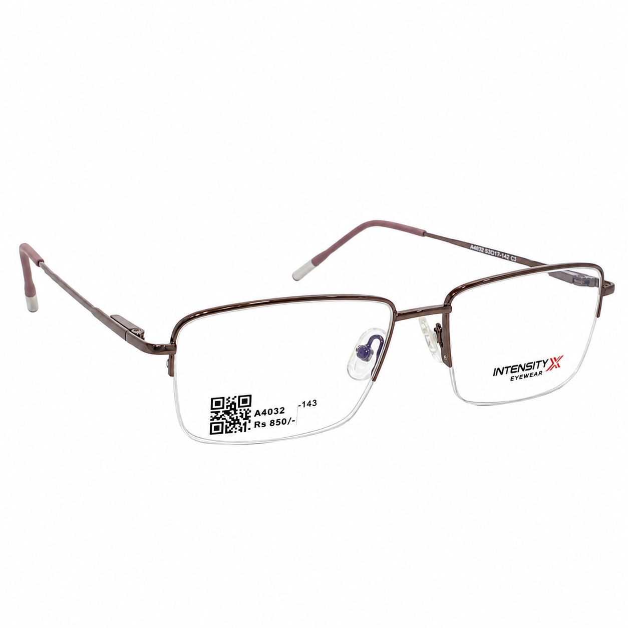 Intensity 123 Metal Brown Rectangle Half Frame 52