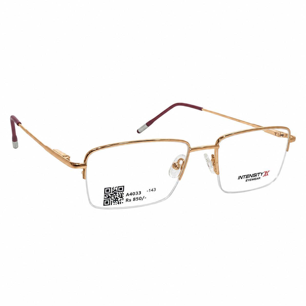 Intensity 123 Metal Gold Rectangle Half Frame 52