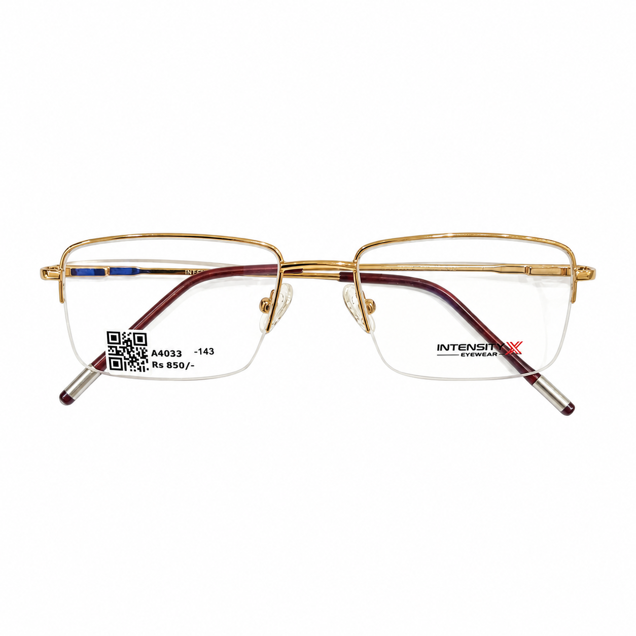 Intensity 123 Metal Gold Rectangle Half Frame 52