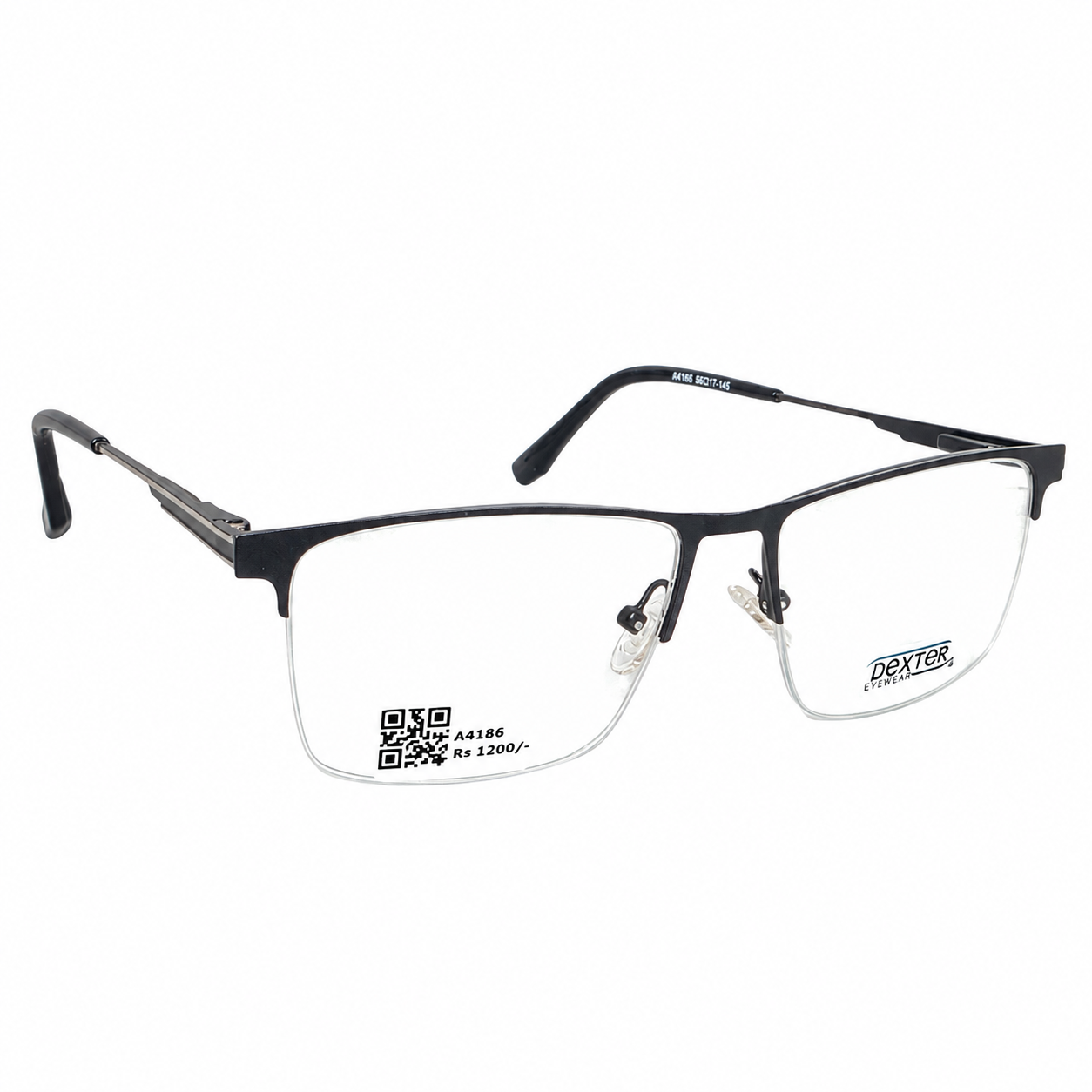 Dexter 251840 Metal Black Square Half Frame 55