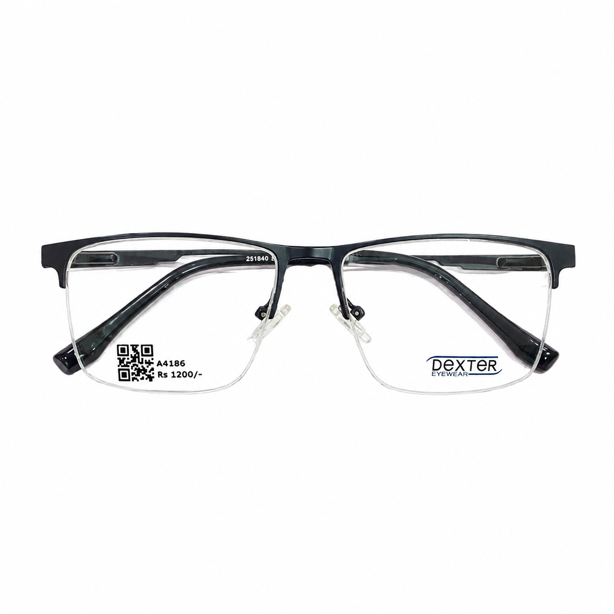 Dexter 251840 Metal Black Square Half Frame 55
