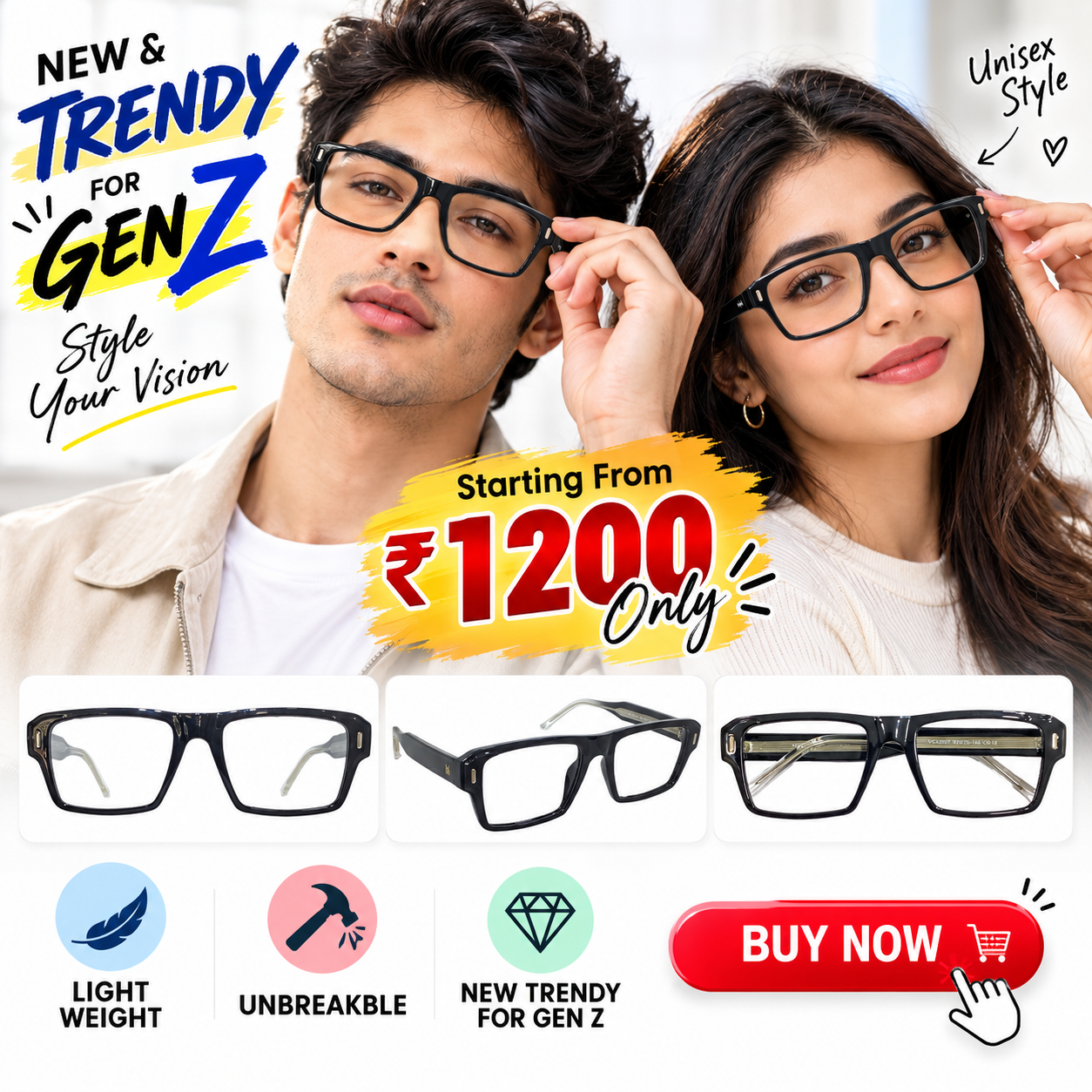 Trendy Unisex Glasses Ad for Gen Z